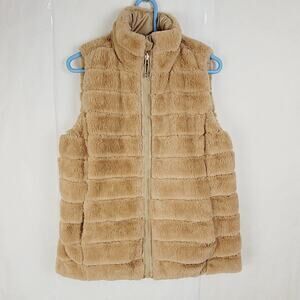 Be Boundless womens tan faux fur puffer reversible vest Size medium
